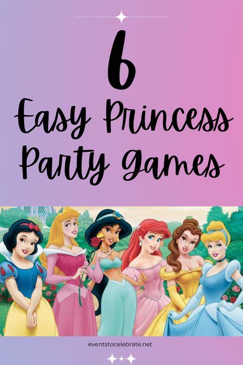 Fun Princess Party Games, Games For Princess Party, Princess 30th Birthday Party, Princess Theme Party Games, Princess Theme Birthday Party Activities, Princess Birthday Games For Kids, Activities For Princess Birthday Party, Easy Princess Party Ideas, Disney Princess Scavenger Hunt