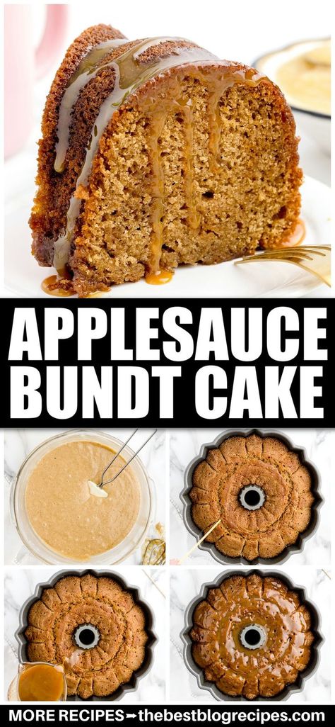 Applesauce Bundt Cake Yellow Cake With Applesauce, Apple Cake Glaze Recipe, Apple Sauce Bundt Cake, Applesauce Pound Cake, Apple Butter Bundt Cake, Carmel Apple Bundt Cake Recipe Easy, Best Applesauce Cake, Amish Applesauce Cake, Recipes Using Apple Sauce