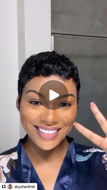 Short Hair Styles With Color Ideas, Pixie Haircut Products, Really Short Pixie Haircut Black Women, Short Haircuts For African American Women, Short Mushroom Haircut Black Women, Black Girls Pixie Hairstyles, Very Very Short Hairstyles, Short Fades For Black Women, African American Pixie Haircut