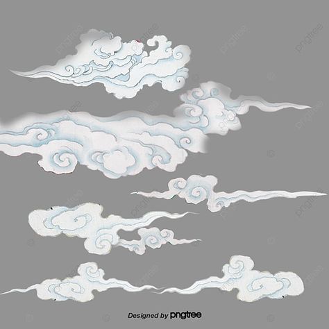 Clouds Chinese, Clouds Png, Wind Drawing, Chinese Drawings, Cloud Illustration, Korean Painting, Cloud Tattoo, Cartoon Clouds, Cloud Art