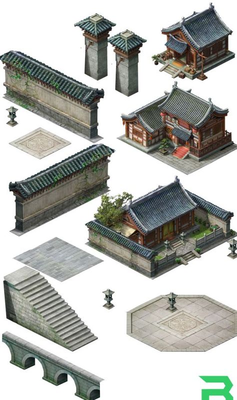 Rpg Maker Tileset, Asian Houses, Japanese Buildings, Chinese House, Ancient Chinese Architecture, China Architecture, Bangunan Minecraft, Japan Architecture, Asian Architecture