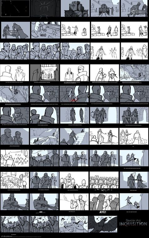 DA:I - Storyboard for the Coronation, Matt Rhodes Story Board Drawing, Cinematic Drawing, Animatic Storyboard, Matt Rhodes, Scene Reference, Storyboard Film, Story Boarding, Storyboard Art, Storyboard Examples