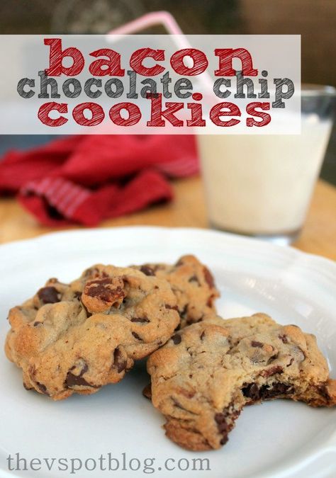 Bacon Chocolate Chip Cookies, Bacon Desserts, Bacon Cookies, Bacon Chocolate, Fest Ideas, Chocolate Bacon, Choc Chip Cookies, Bacon Recipes, Cookies Recipes Christmas