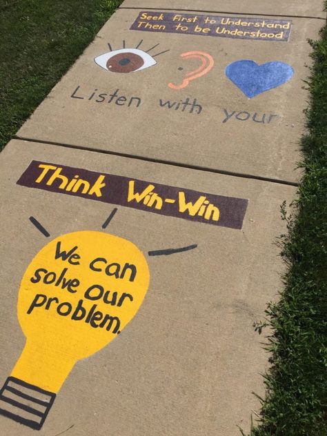 How You Can Create a Peace Path of Your Own in 6 Steps. - Leader In Me Peace Path, Seek First To Understand, Student Leadership, Seven Habits, School Culture, School Climate, School Leadership, School Murals, Sidewalk Art