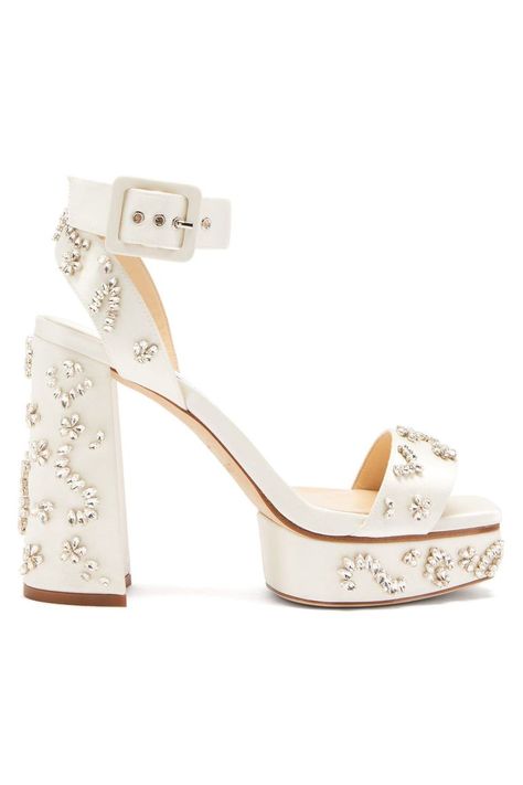 70 Best Wedding Shoes of 2021 - Designer Bridal Heels and Flats Kasut Pengantin Perempuan, Kasut Kahwin, Best Bridal Shoes, Jimmy Choo Wedding Shoes, White Platform Heels, Wedding Shoes Platform, Bridal Heels, Wedding Shoes Heels, Fancy Shoes