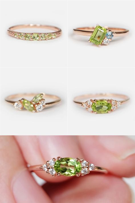 Engagement Rings Peridot, Peridot Ring Engagement, Amethyst Wedding Band, Peridot Rings, Stone Ring Design, Peridot Engagement Rings, August Birthstone Ring, Mothers Ring, Amethyst Wedding