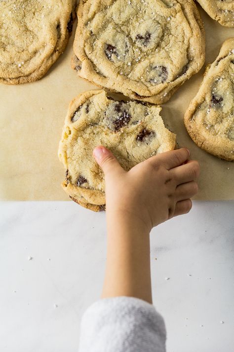 Ina Garten's Giant Crinkled Chocolate Chip Cookies - Lilies and Loafers Food Network Chocolate Chip Cookies, Half Baked Harvest Chocolate Chip Cookie, Lily’s Chocolate Chip Recipes, Large Soft Cookies, Mcalisters Deli Chocolate Chip Cookie Recipe, Pan Banging Chocolate Chip Cookies, Lilys Chocolate Chips Recipes, Food Network Christmas Cookies, Daphne Oz Chocolate Chip Cookies