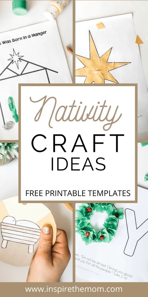 Simple Nativity Crafts For Kids, Preschool Church Christmas Crafts, Nativity Art Preschool, Angels Crafts For Kids, Manger Christmas Craft, Christmas Craft Templates, Easy Christmas Crafts For Kids Sunday School, Easy Christmas Crafts For Kids At Church, Simple Preschool Christmas Crafts