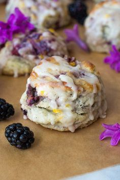 Earl Grey Blackberry Scones with Lemon Glaze. Fresh blackberries, zesty lemon drizzle and rich Earl Grey tea make up this super delicious breakfast scone. Perfect for tea parties, bridal showers, or lazy Sundays. Easy to freeze and reheat. Get the recipe. #earlgrey #scone #breakfast #earlgreytea #scones #blackberry #lemon #baking #recipe #spring #summer Scottish Baked Goods, Earl Grey Blackberry Scones, Earl Grey Tea Cake Recipe, Spring Scones Recipe, Early Grey Scones, Earl Grey Lavender Scones, Earl Grey Baking, Tea Baking Recipes, Earl Grey Scones Recipe