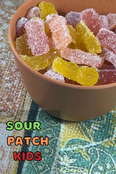 #sourpatchkids are a #fruity #gummycandy with a #sourcoating.  I made #watermelen , #orange and #lemon. Sour Gummy Worms Recipe, Diy Sour Gummies, Homemade Sour Candy Recipes, Homemade Sour Patch Kids, Homemade Sour Candy, Sour Gummy Recipe, Natural Candy Recipes, Homemade Gushers, Homemade Skittles