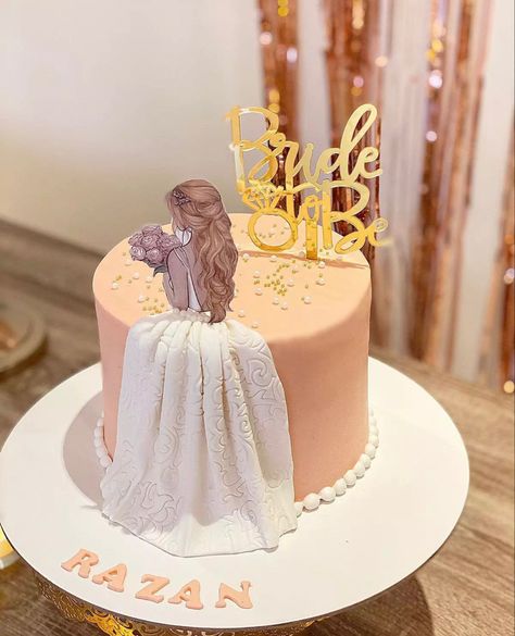 Bride Cake Design, Bridesmaid Cake Ideas, Cake Designs For Bachelorette Party, Brides Cake Ideas, Cakes For Bridal Showers, Brides To Be Party Ideas, Haldi Cake Design For Bride, Dress Cake Ideas, Bride To Be Party Dress