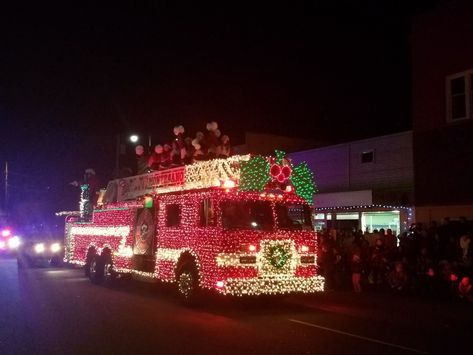 Christmas Lights On Truck, Fire Department Christmas, Christmas Parade, Festival Of Lights, Festival Lights, Fire Truck, Fire Department, Fire Trucks, Christmas Lights