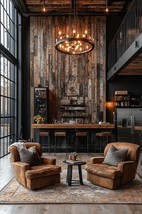 Industrial Luxe Decor, Luxury Industrial Interior Design, Minimalist Industrial Interior Design, Industrial Chic Living Room, Rustic Industrial Living Room, Style Living Room Ideas, Industrial Living Room Furniture, Industrial Farmhouse Living Room, Industrial Style Living Room