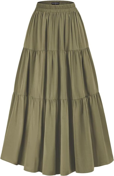 Amazon.com: Scarlet Darkness Renaissance Skirts for Women Long Length Tiered Flowy Maxi Skirt Olive Green XXL : Clothing, Shoes & Jewelry Modest Aesthetic, Aesthetic Skirt, High Waist Maxi Skirt, Green Maxi Skirt, Skirts Flowy, Flowy Maxi Skirts, High Waisted Maxi Skirt, Rock Outfit, Long Skirts For Women