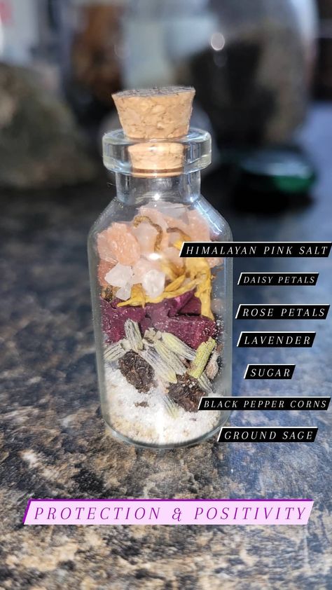 Spell jar ingredients 💖 Spell Jar Ingredients, Positivity Spell, Love Spell Jar, Wicca Recipes, Jar Spells, Witch Bottles, Magia Das Ervas, Wiccan Magic, Magic Spell Book