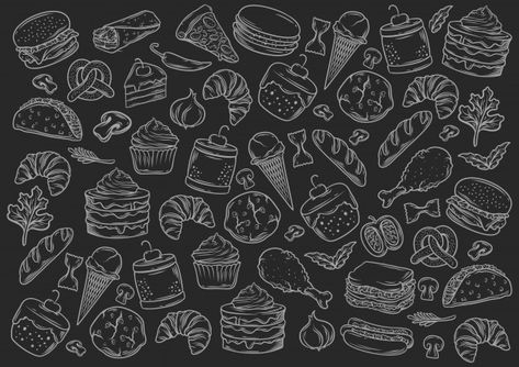 Stock vector set of fast food blackboard... | Premium Vector #Freepik #vector #background #banner #flyer #food Food Background Landscape, Food Banner Background, Pastry Background, Bakery Graphics, Food Background Wallpapers, Free Printable Baby Shower Invitations, Kulfi Recipe, Chalk Lettering, Food Banner