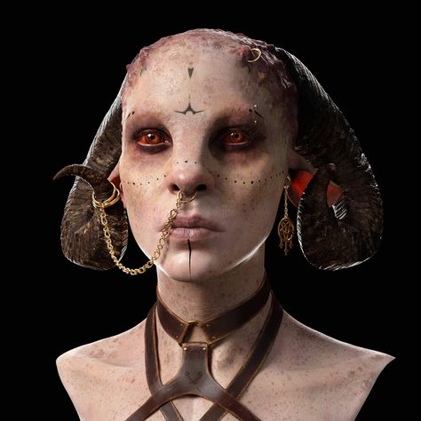 ArtStation - Cursed Satyress, Furkan Karayel Character Challenge, Darkness Falls, Fantasy Portraits, Lowbrow Art, Virtual Design, 3d Artwork, Book Inspiration, Portrait Art, Character Concept