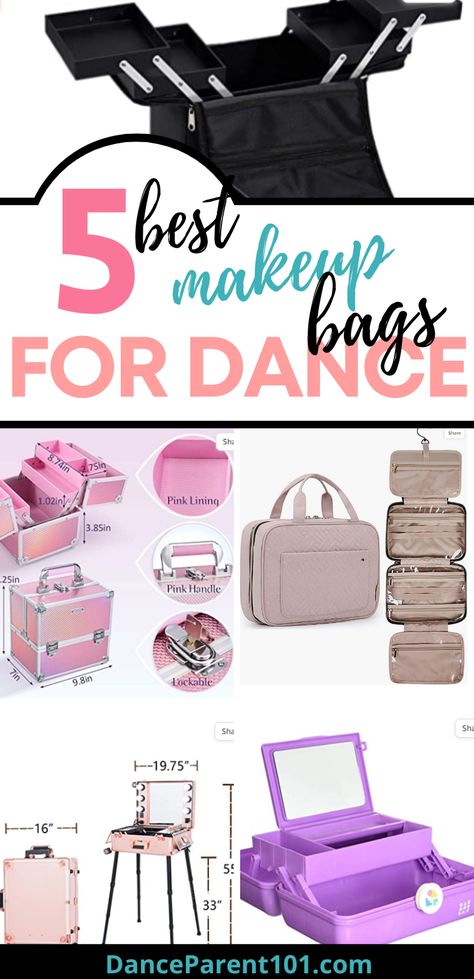 We have a list of the top makeup cases and cosmetic bags used by dancers and dance moms to organize all their stage and competition makeup and you are going to love them! #ballet #cosmeticbags #dance #stagemakeup Dance Mom Bag Essentials, Dance Makeup Bag, Dance Competition Checklist, Dance Competition Bag, Best Makeup Bags, Dance Competition Makeup, Dance Competition Hair, Dance Parents, Competition Makeup