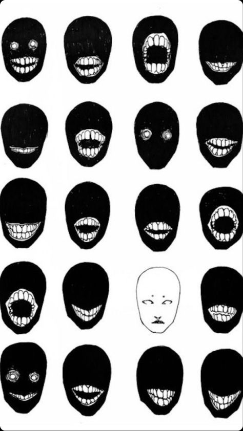 Art Tips For Beginners, Teeth Drawing, Creepy Masks, Scary Eyes, Scary Drawings, Creepy Faces, Horror Drawing, Creepy Drawings, Mouth Drawing