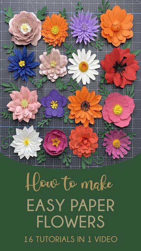 Paper Peonies Tutorial, Big Paper Flowers, 3d Paper Flowers, Paper Flower Arrangements, Easy Paper Flowers, Paper Peonies, Paper Flower Decor, Paper Flower Crafts, Paper Flower Template