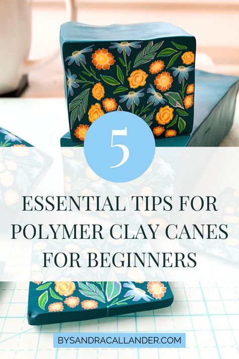 Five Essential Tips for Polymer Clay Canes for Beginners - by Sandra Callander Polymer Cane Tutorial, Polymer Clay Cane Ideas, Polymer Clay Cane Tutorial Beginner, Beginner Polymer Clay Projects, Clay Canes Tutorial, Painting Polymer Clay, Bisque Ceramics, Baking Polymer Clay, Polymer Clay Recipe