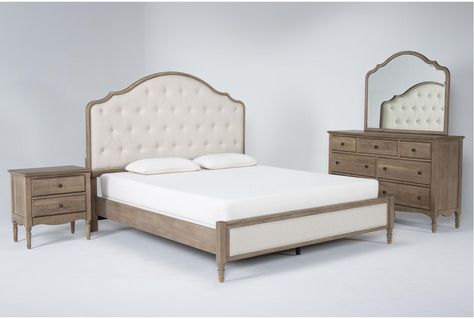 King Bedroom Sets Master Suite Traditional, Wood And Upholstered Bed, California King Bedroom Sets, Natural Wood Bed, Chest Nightstand, No Bed, Living Spaces Furniture, King Bedroom Sets, Perfect Bedroom