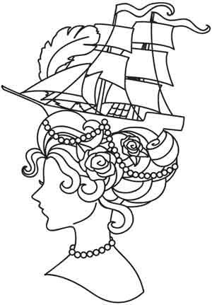 Marie Antoinette | Urban Threads: Unique and Awesome Embroidery Designs Marie Antoinette Coloring Pages, Steampunk Embroidery Patterns, Steampunk Embroidery, Steampunk Coloring, Illustration For Kids, Urban Threads, Baby Lock, Doodle Designs, Book Page