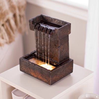 Homemade Water Fountains, Indoor Waterfall Fountain, Water Fountain For Home, Diy Solar Fountain, Table Fountain, Kolam Air, Water Fountain Design, Indoor Water Features, Diy Water Fountain