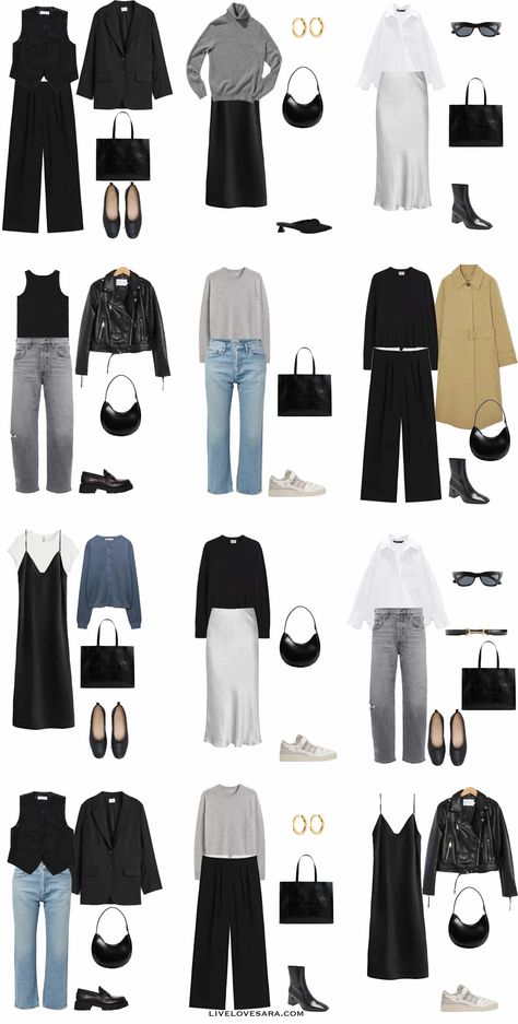 Minimal Style Capsule Wardrobe, 90s Grunge Capsule Wardrobe, 90's Style Accessories, Avant Garde Capsule Wardrobe, 90s Classic Style, Minimalist Clothes Aesthetic, Minimalist Grunge Outfits, 90s Inspo Outfits, Grunge Capsule Wardrobe