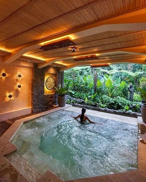 Spa Luxe, Indoor Jacuzzi, Indoor Hot Tub, Indoor Spa, Tropical Luxury, Formula Milk, Spa Sauna, Bali Hotels, Grow Your Instagram