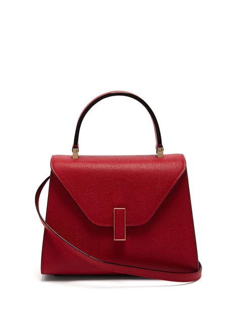 Iside Mini Grained Leather Bag - Red - Valextra Shoulder bags Valextra Bag, Valextra Iside, Bright Lipstick, Buy Gucci, Strap Tops, Leather Tote Bag, Friends In Love, Leather Tote, Red Leather