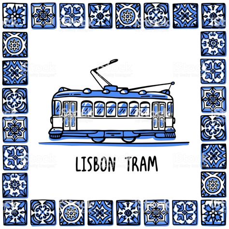 Modern Tile Patterns, Talavera Pattern, Lisbon Tram, Arte Folk, Seamless Wallpaper, Antique Wallpaper, Portuguese Tiles, Colourful Tile, Travel Sketches