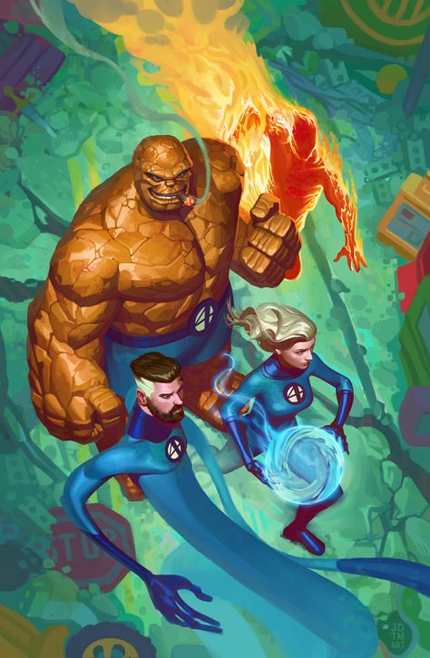 ArtStation - The Fantastic Four, Johnny Morrow Fantastic Four Marvel, Fantastic Four Comics, Castlevania Anime, The Fantastic Four, Mister Fantastic, Marvel Artwork, Superhero Wallpaper, Marvel Comic Universe, Jack Kirby