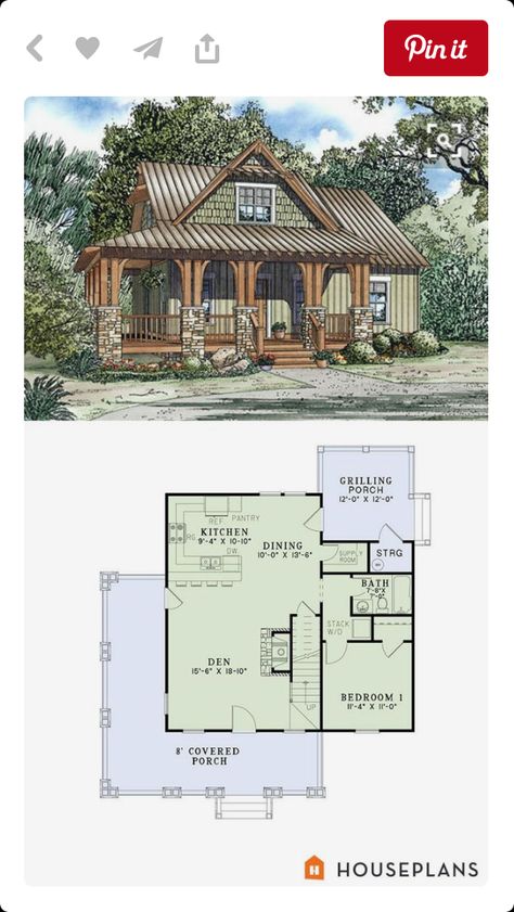 Retirement House Plans, Small Farmhouse Plans, Plan Chalet, Retirement House, Craftsman Cottage, Rustic House Plans, Cabin Home, Pole Barn House Plans, Cabin House