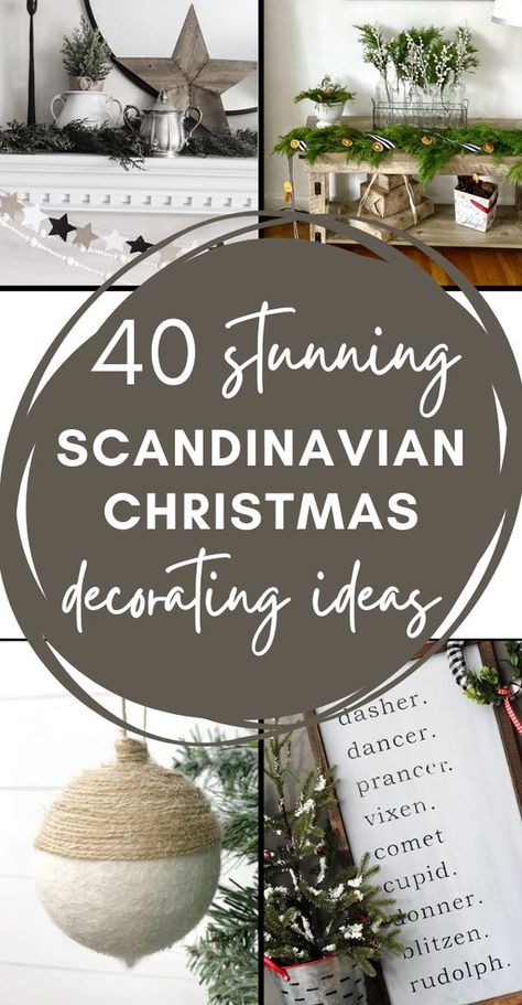 If you are dreaming of a Scandinavian style Christmas this year, this post can make all of your Nordic dreams come true! Scandinavian decor is known for its mix of minimalist and rustic appeal - these decorating ideas and DIYs are perfect for your theme this year! Come see some amazing Christmas decoration - trees, ornameents, and all kinds of beautiful decor! #ahundredaffections Christmas Decoration Styles, Scandi Holiday Decor, Christmas Tree Decorations 2023, Norwegian Christmas Decorations, Natural Christmas Tree Decor, Scandinavian Christmas Decorations Diy, Nordic Christmas Scandinavian Style, Swedish Christmas Tree, Scandinavian Christmas Decor Ideas