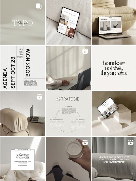 #neutrals #feed #instagram #beige Instagram Feed Beige Aesthetic, Neutral Color Instagram Feed, Photo Studio Instagram Feed, Neutral Social Media Design, Rebranding Instagram Feed, Instagram Business Feed Ideas, Aesthetic Instagram Feed Business, Instagram Brand Aesthetic, Instagram Page Theme Layout Business