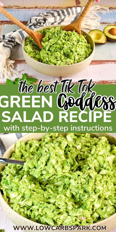 Learn to create the best Green Goddess Salad with our easy and delicious recipe. Made from fresh, easy-to-find ingredients, this salad is not only visually stunning but also bursting with incredible flavors. It's a great addition to your collection of healthy and vegan salads. Green Salad Recipes Healthy, Goddess Salad Recipe, Green Goddess Salad Recipe, Goddess Dressing Recipe, Green Goddess Salad, Salad Recipes Low Carb, Goddess Salad, Green Salad Recipes, Low Carb Salad