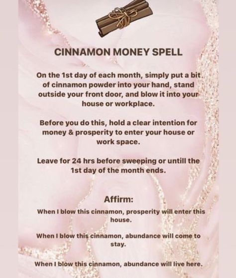 Money And Luck Spells, Prosperity And Abundance Spell Jar, Cinnamon For Good Luck, New Year Abundance Spell, Cinnamon Affirmations, Cinnamon New Year Spell, Spell For Opportunity, Cinnamon Magick Spells, Cinnamon Spell Work