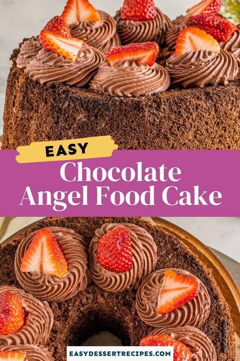 Fall Desserts Thanksgiving, Heavenly Cake, Chocolate Angel Food Cake, Swiss Rolls, Angel Food Cake Mix Recipes, Flourless Cake, Easy Dessert Recipes, Birthday Desserts, Angel Cake