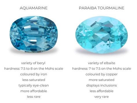 Aquamarine vs Paraiba Tourmaline: What's the Difference? | Diamond Buzz Blue Tourmaline Ring, Tanker Ship, Paraiba Tourmaline Ring, Gemstones Chart, Artsy Jewelry, Jewelry Knowledge, The Bling Ring, Art Jewelry Design, Jewelry Education