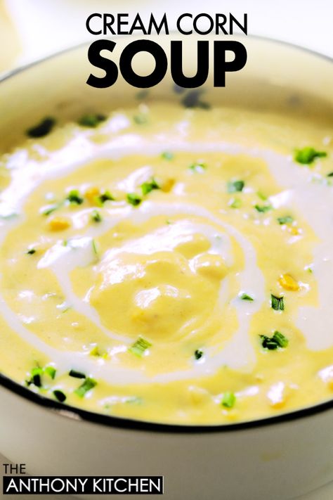 A close up shot of a dutch oven full of cream corn soup. Cream Corn Soup, Cream Of Corn Soup, Dinners Simple, Corn Chowder Soup, Corn Soup Recipes, Cream Corn, Chowder Soup, Creamy Corn, Corn Soup