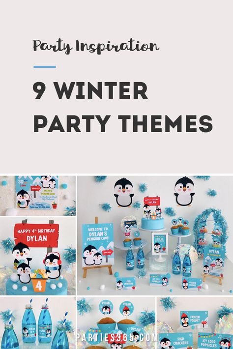 Winter is a great time to throw a birthday party or baby shower and we have the perfect theme for you! Here are 9 ideas for your winter parties! Two Winter Birthday Theme, Winter Birthday Two Year Old, Toddler Winter Birthday Party Ideas, First Birthday Boy Themes Winter, Winter Birthday Party Ideas For Kids, 1st Birthday Boy Decorations Ideas, 1st Birthday Party Ideas Winter, Winter 1st Birthday Party Boy, January Party Themes