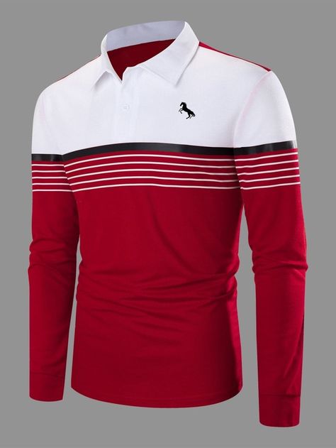 Printed Polo Shirts Men, Polo Classic, Printed Polo Shirts, Horse Print, Mens Button Up, Long Sleeve Polo Shirt, Long Sleeve Polo, Men Clothing, Mens Polo Shirts