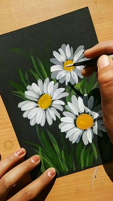 Easy floral painting on black sheets (daisy) | Canvas painting designs, Diy canvas art painting, Diy art painting Easy Floral Painting, Kitchen Ideas Modern, Folding Origami, Seni Dan Kraf, Acrylic Painting Flowers, Daisy Painting, Flower Painting Canvas, Soyut Sanat Tabloları, Abstract Art Painting Diy