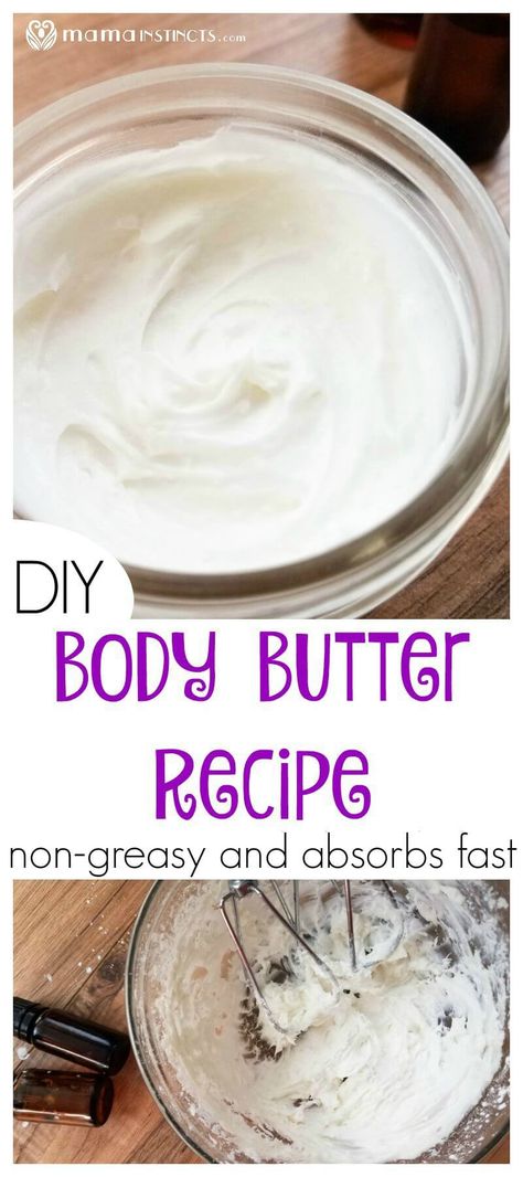 Are you tired of greasy body butters? Try this DIY body butter recipe. It absorbs really fast and doesn't leave a greasy residue. Perfect for your morning beauty routine. #DIY #bodybutter #MamaInstinctsBlog Non Greasy Body Butter, Body Butter Recipe Whipped, Diy Body Butter Recipes, Body Butter Recipe, Organic Body Butter, Homemade Body Butter, Diy Body Butter, Lotion Recipe, Body Butters Recipe