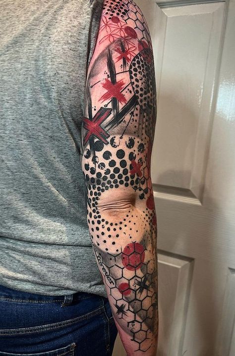 Trash Polka Arm Tattoo, Trash Polka Filler, Trash Polka Forearm Tattoo, Trash Polka Back Tattoo, Trash Polka Sketch, Trash Polka Pattern, Trash Polka Elements, Trash Polka Sleeve, Polka Trash Tattoo