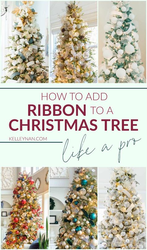 Christmas Tree With Ribbon, Tree With Ribbon, Christmas Tree Decorations Ribbon, Decorate A Christmas Tree, Best Christmas Tree, Christmas Tree Ribbon, Diy Christmas Tree Topper, Christmas Tree Decorating, Tree Ribbon