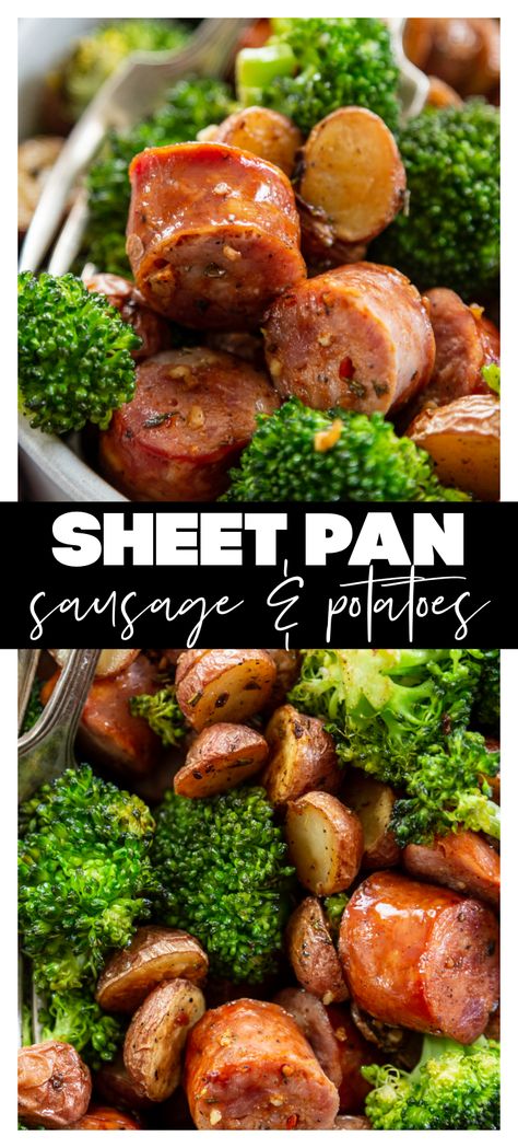 Sheet Pan Potatoes, Asian Chicken Stir Fry, Pan Potatoes, Potatoes And Sausage, Broccoli Sausage, Potatoes Broccoli, Rosemary Potatoes, Friends Recipes, Easy Sheet Pan Dinners