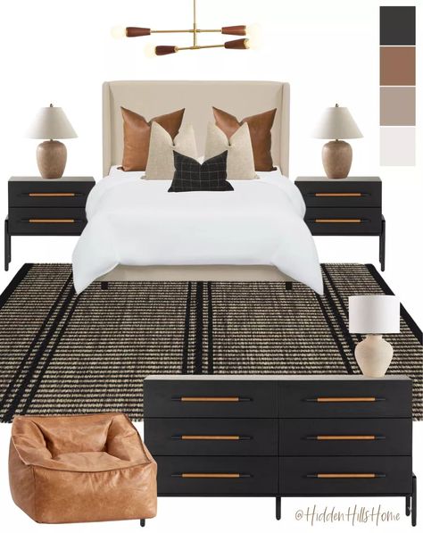 Tilly Upholstered Bed curated on LTK Tan Upholstered Headboard Bedroom, Black Leather Bed Bedroom Ideas, Boys Modern Bedroom, Mens Bedroom Ideas Masculine Interior, Leather Bed Bedroom, Modern Masculine Bedroom, Beige Upholstered Bed, Teen Boys Bedroom, Tilly Upholstered Bed