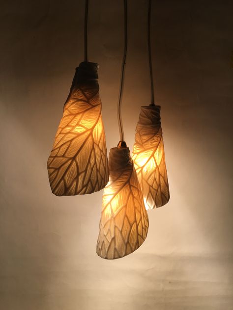 Porcelain leaf shades - hand carved- Rika Herbst Bedroom Tv Room, Women Bedroom, Diy Luminaire, Bedroom Tv, Diy Lampe, Light Decor, Bedroom Lamp, Porcelain Lamp, Light Sculpture